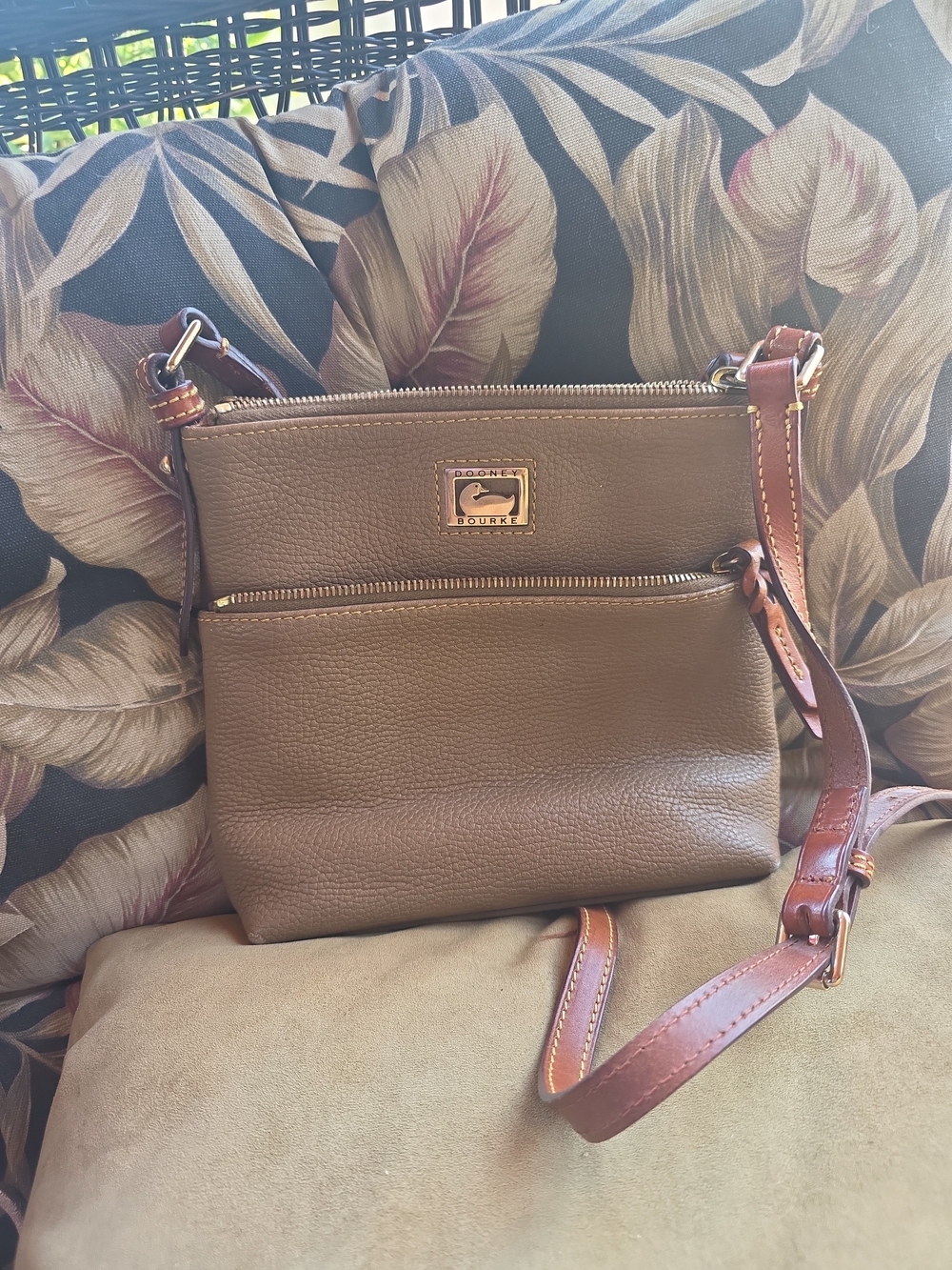 Dooney & Bourke Brown Pebbled Leather Crossbody Bag
